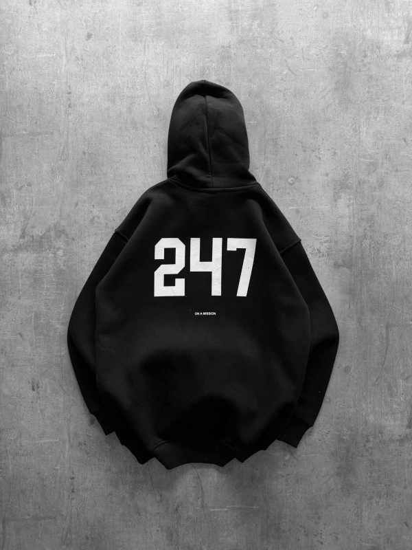 FOCUSED BASKILI OVERSIZE KAPÜŞONLU SWEATSHIRT SIYAH