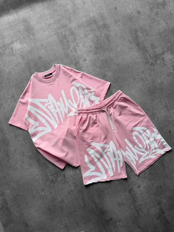 GRAFFİTİ ŞORTLU TAKIMI PEMBE