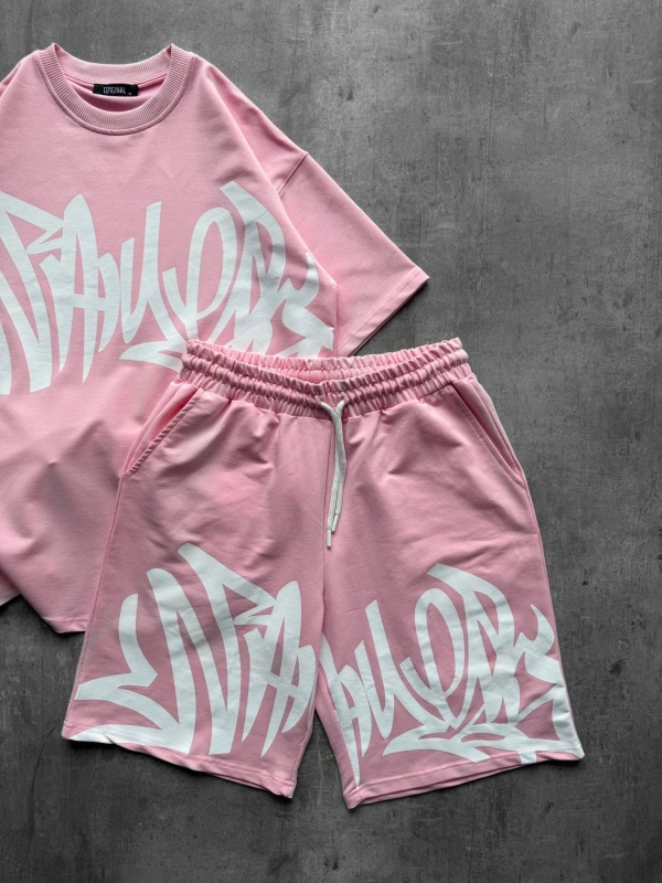 GRAFFİTİ ŞORTLU TAKIMI PEMBE