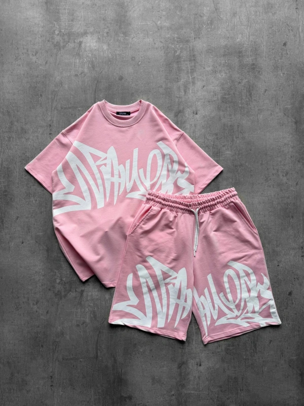 GRAFFİTİ ŞORTLU TAKIMI PEMBE