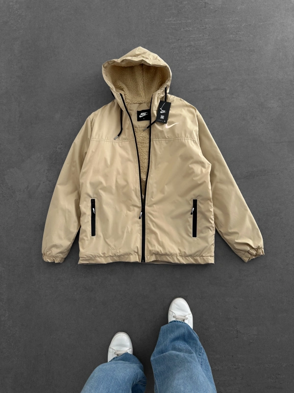 KAPÜŞONLU İÇİ PELUŞ MONT KREM