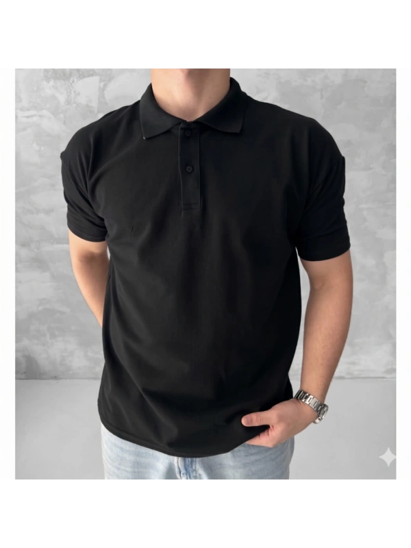 KOLLAR DAR KESİM POLO YAKA SİYAH