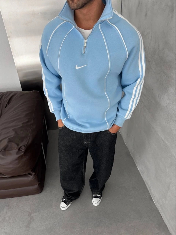 NKE FERMUARLI SWEATSHİRT MAVİ
