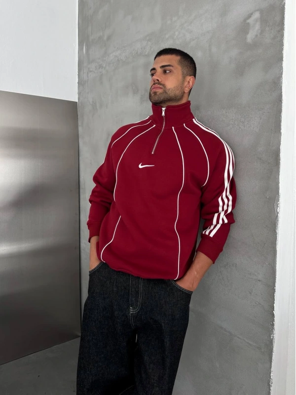 NKE FERMUARLI SWEATSHİRT KIRMIZI