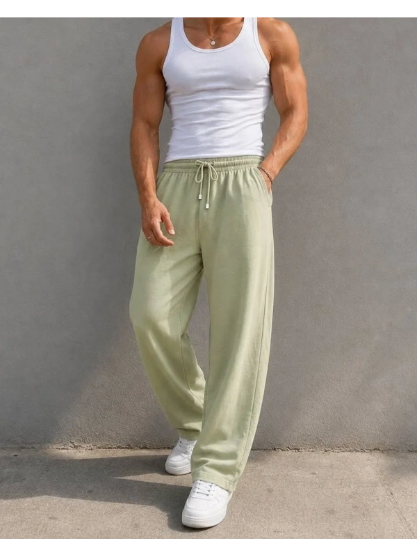 VİSKON KETEN BAGGY PANTOLON ADAÇAYI YEŞİLİ