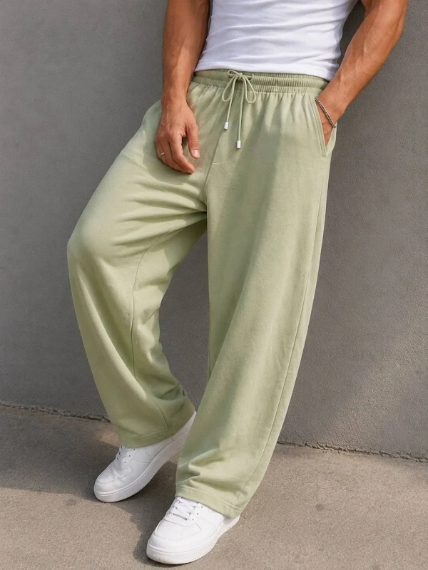 VİSKON KETEN BAGGY PANTOLON ADAÇAYI YEŞİLİ