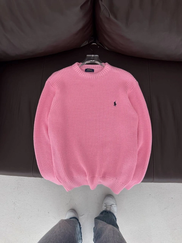 PLO Oversize Triko Örme Kazak Pembe