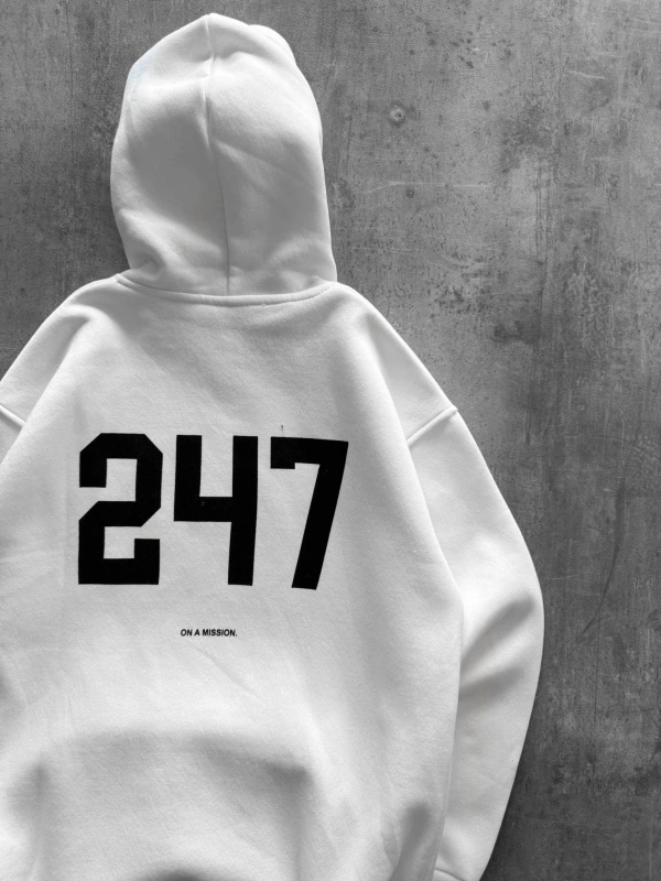 FOCUSED BASKILI OVERSIZE KAPÜŞONLU SWEATSHIRT BEYAZ