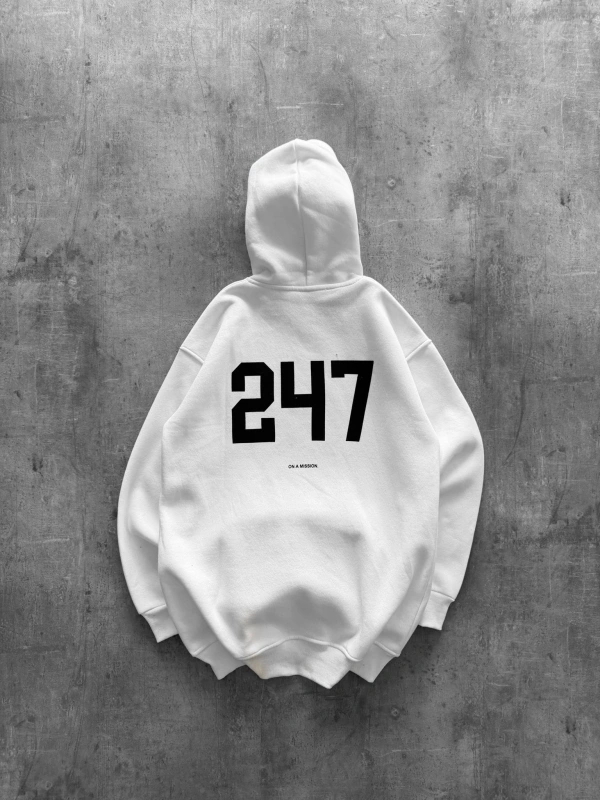 FOCUSED BASKILI OVERSIZE KAPÜŞONLU SWEATSHIRT BEYAZ