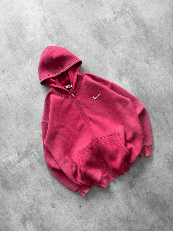 YIKAMA EFEKTLI OVERSIZE FERMUARLI HIRKA BORDO