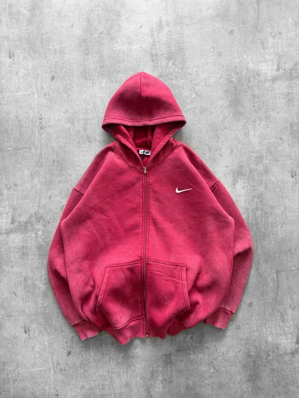 YIKAMA EFEKTLI OVERSIZE FERMUARLI HIRKA BORDO