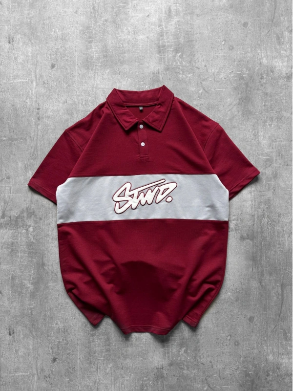 STW POLO YAKA ORTA ŞERİT TSHİRT KIRMIZI