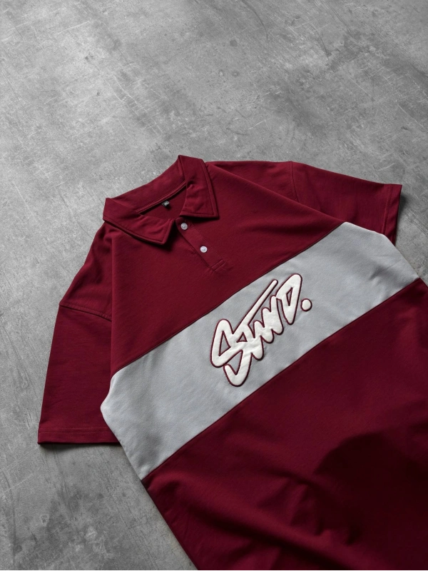 STW POLO YAKA ORTA ŞERİT TSHİRT KIRMIZI