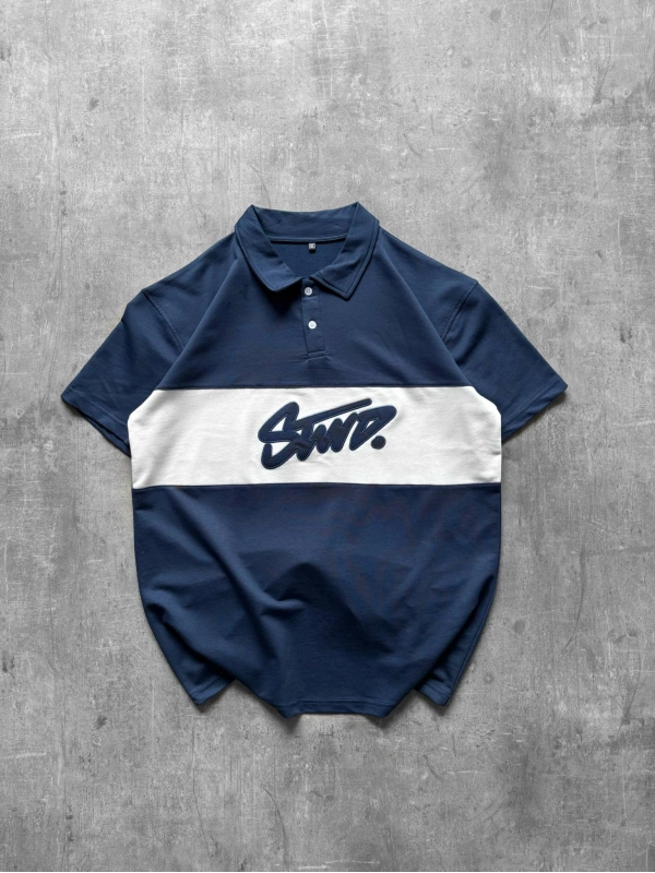 STW POLO YAKA ORTA ŞERİT TSHİRT MAVİ
