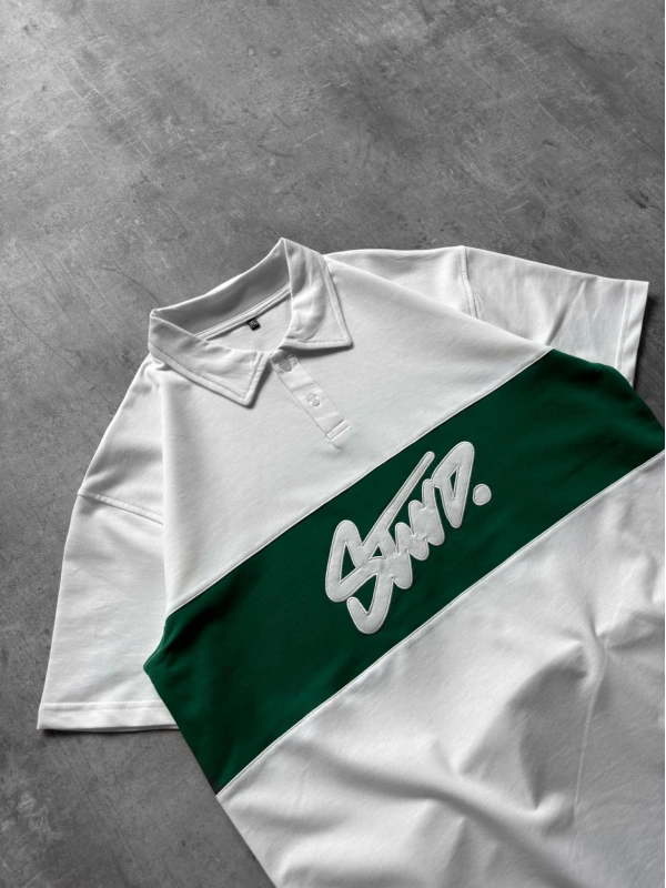 STW POLO YAKA ORTA ŞERİT TSHİRT BEYAZ