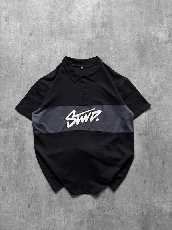 STW POLO YAKA ORTA ŞERİT TSHİRT SİYAH