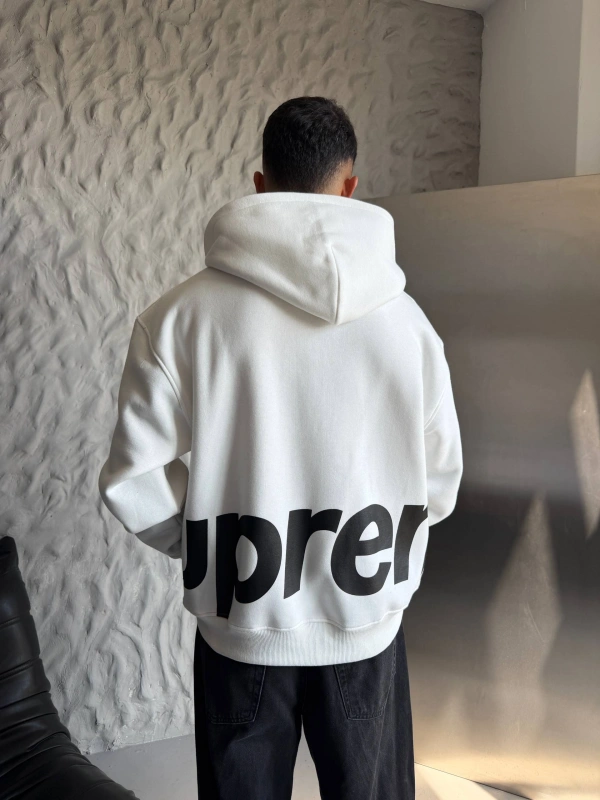 SUPREME OVERSİZE HIRKA BEYAZ