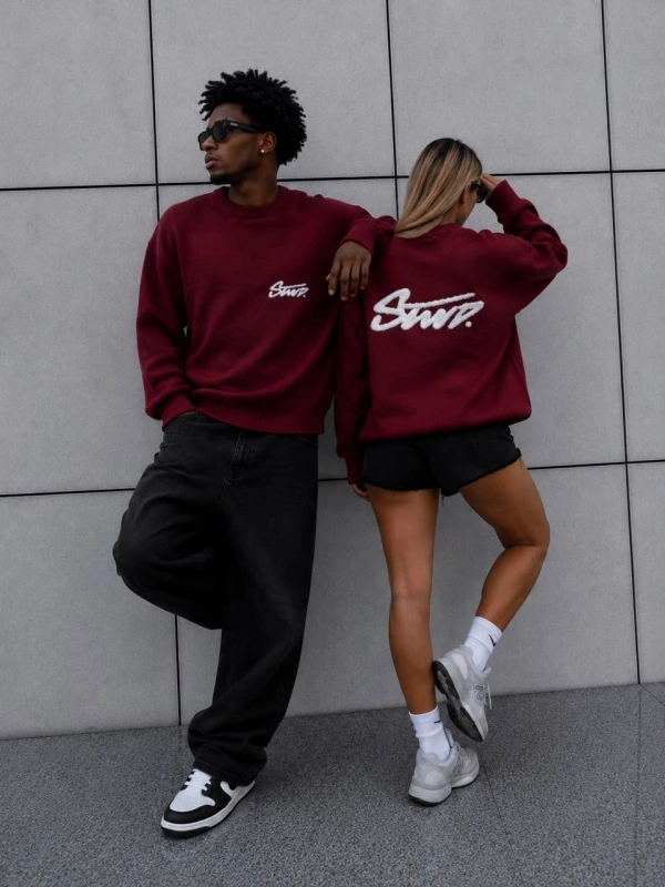 STW BİSİKLET YAKA SWEAT BORDO