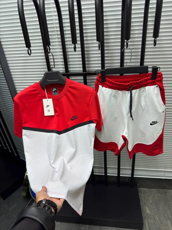 TECH FLEECE ŞORTLU TAKIM KIRMIZI BEYAZ