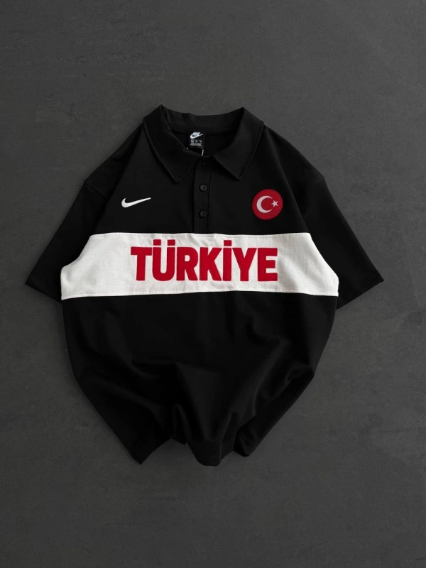 TÜRKİYE ORTA POLO YAKA TSHİRT SİYAH