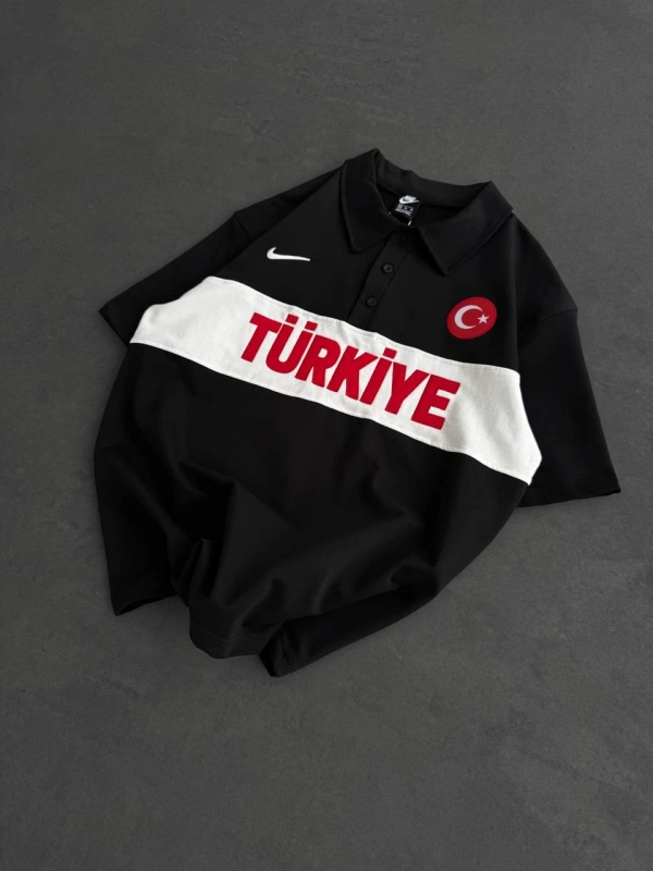 TÜRKİYE ORTA POLO YAKA TSHİRT SİYAH