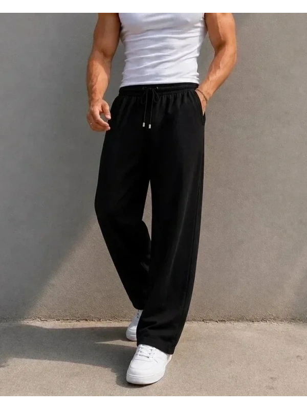 VİSKON KETEN BAGGY PANTOLON SİYAH