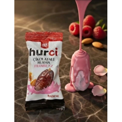 HURCİ FRAMBUAZLI, ÇİKOLATA KAPLI BADEMLİ HURMA 1000 GR