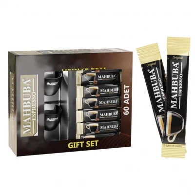 Mahbuba Coffee Hazır Öğütülmüş %100 Arabica Espresso Bi Kahve ile Canlan 60x2gr +2 Fincan Hediyeli