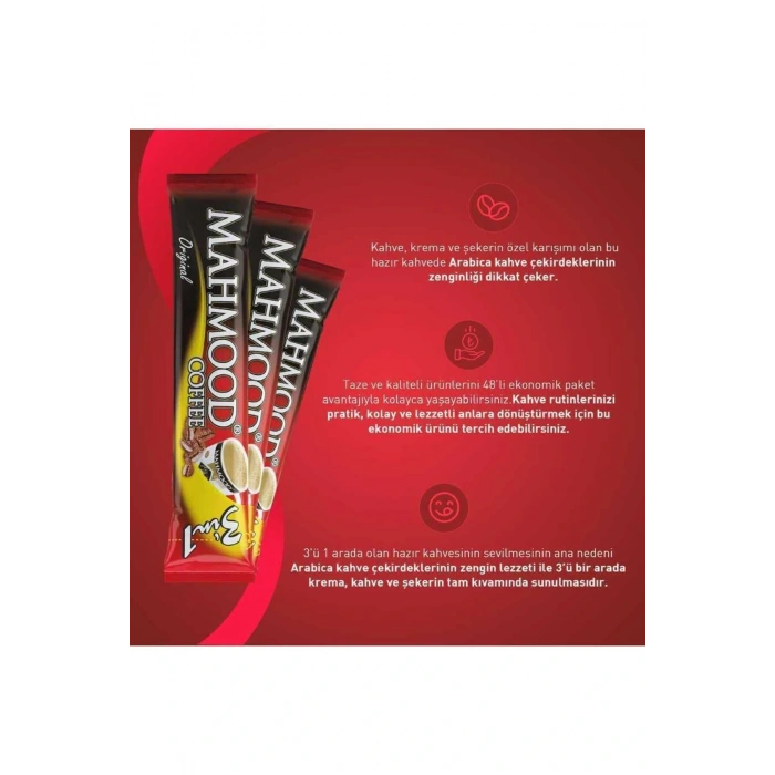 MAHMOOD COFFEE 3Ü1 ARADA HAZIR KAHVE 48 ADET X 18 GR