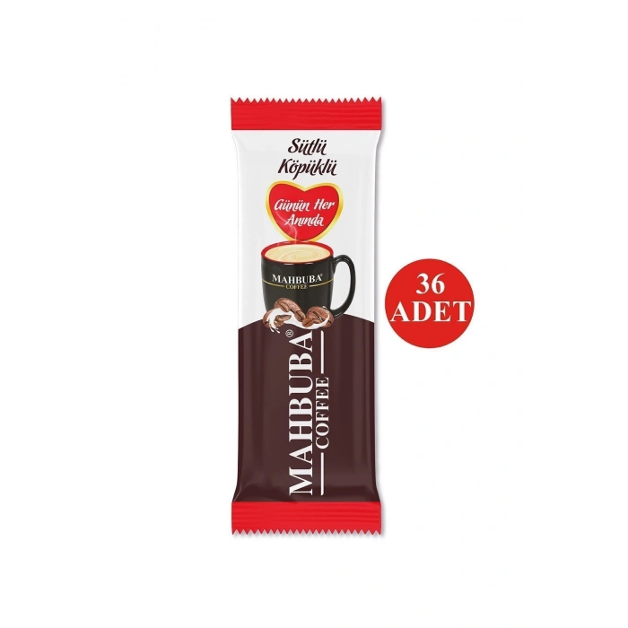 Mahbuba 3ü1 Arada Sütlü Köpüklü 36x10gr Mini Küçük Boy Ikramlık Otobüs Hazır Kahve Poşet