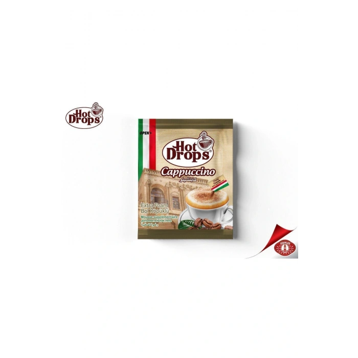 HOT DROPS CAPPUCCINO HAZIR KAHVE ÇİKOLATA GRANÜLLÜ 20 ADET X 25 GR (BARDAK HEDİYELİ)