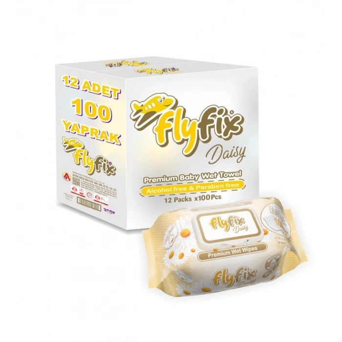FLYFİX DAISY PAPATYA KOKULU ISLAK HAVLU 100 ADET X 12 PAKET