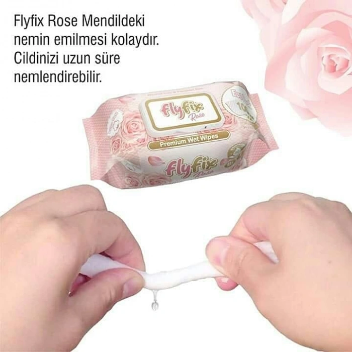FLYFİX ROSE GÜL KOKULU ISLAK HAVLU 100 ADET X 12 PAKET