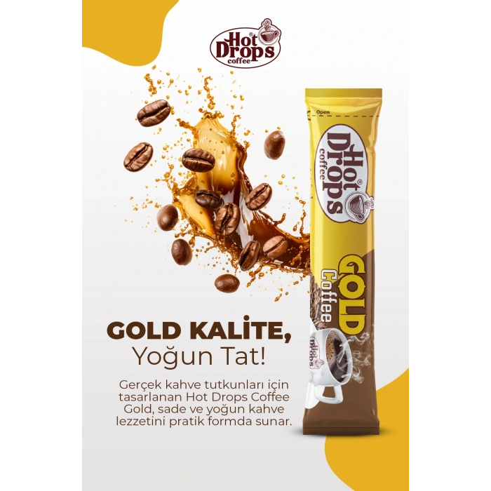 HOT DROPS Gold Kahve (100GR) 50 Adet X 2 Gr Hazır Granül Kahve