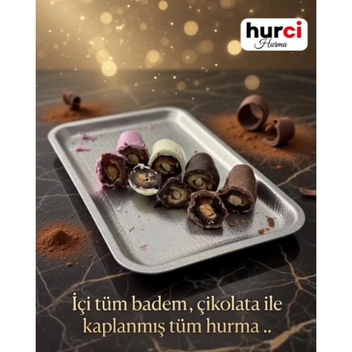 HURCİ FRAMBUAZLI, ÇİKOLATA KAPLI BADEMLİ HURMA 250 GR