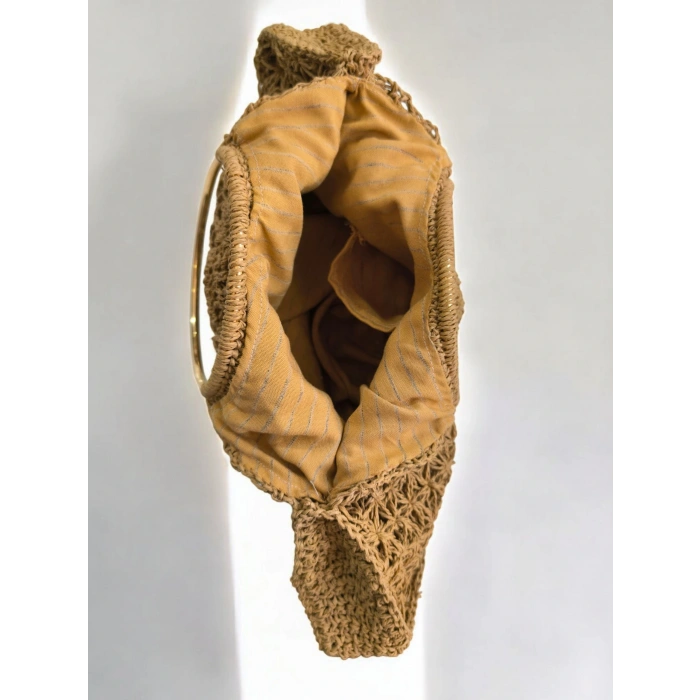 KADIN HASIR EL ÇANTASI METAL ASKILI BÜYÜK BOY İÇ ASTARLI CEPLİ ÇANTA - MODEL 202506