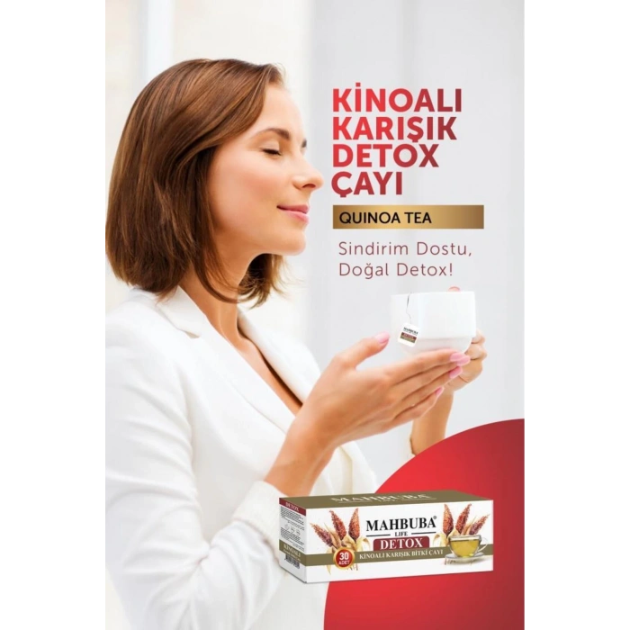 Mahbuba Kinoalı Karışık Detox Diyet Glutensiz Form Bitki Çayı 1 Aylık - ( 30 Kullanım ) Net 60gr x 2 Paket