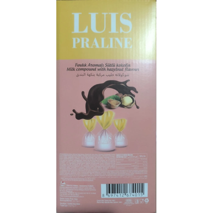 Luis Praline Fındık Aromalı Sütlü Kokolin Çikolatalı Şeker 2 Kg