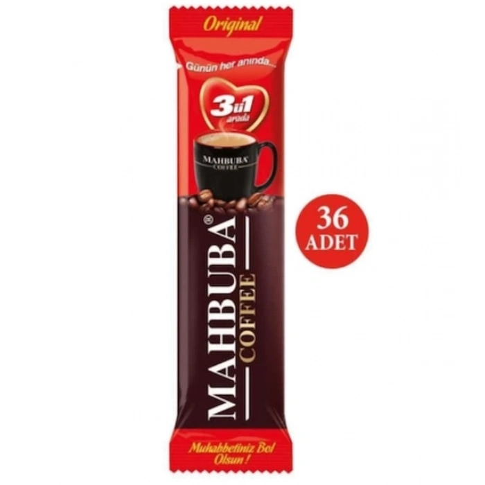 Mahbuba 3ü1 Arada Kavanoz Kahve Bardak Hediyeli 36 x 18 Gr + Renkli Kupa