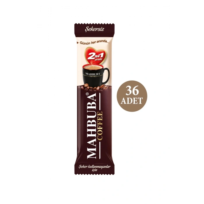 Mahbuba Coffee 2si1 Arada Şekersiz Hazır Kahve Kavanoz 36x10gr + Renkli Kupa Hediyeli