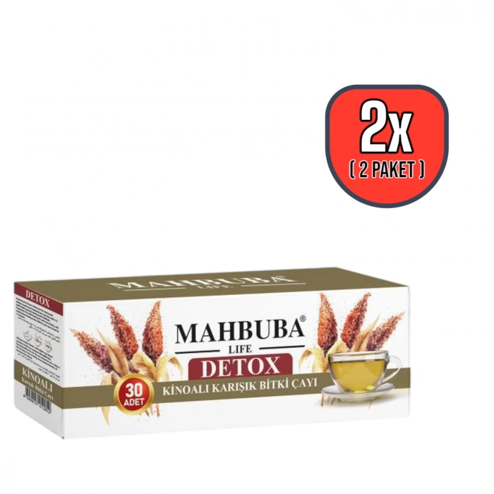 Mahbuba Kinoalı Karışık Detox Diyet Glutensiz Form Bitki Çayı 1 Aylık - ( 30 Kullanım ) Net 60gr x 2 Paket