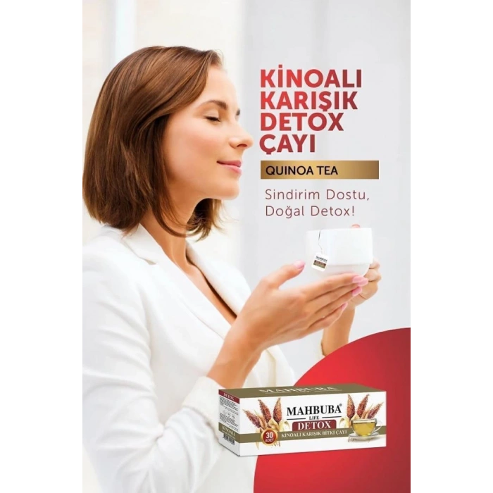 Mahbuba Kinoalı Karışık Detox Diyet Glutensiz Form Bitki Çayı 1 Aylık - ( 30 Kullanım ) Net 60gr x 36 Paket (1 Koli)
