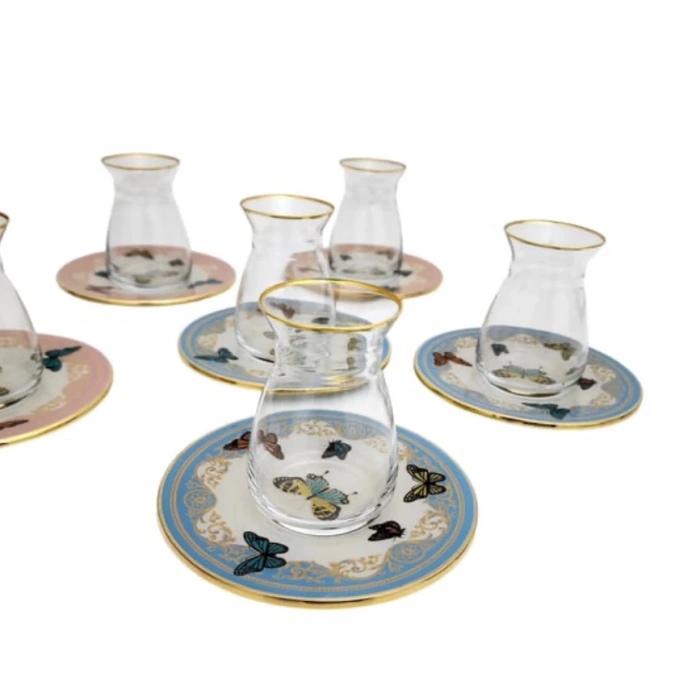 12 parça cam çay seti