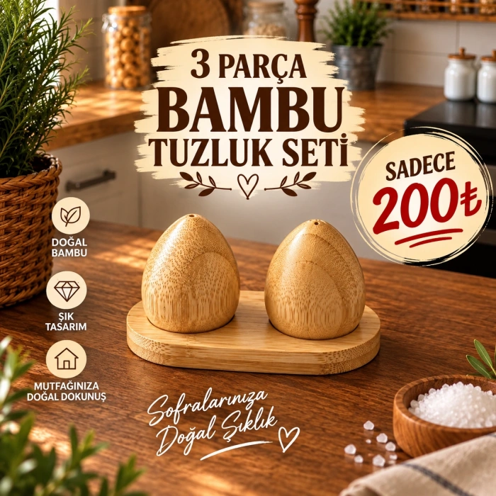 2 Li bambu tuzluk/biberlik