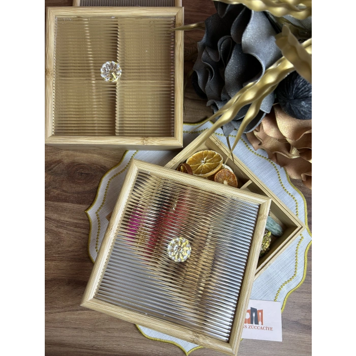 20x20 cm bambu 4 bölmeli organize
