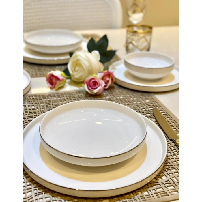 24 parça gümüş porselen yemek takımı