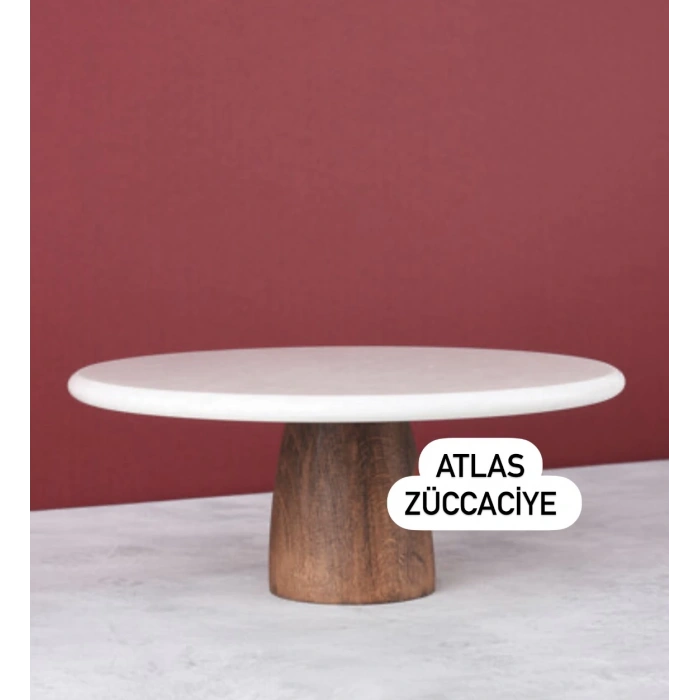 25 cm akasya ayaklı mermer sunumluk