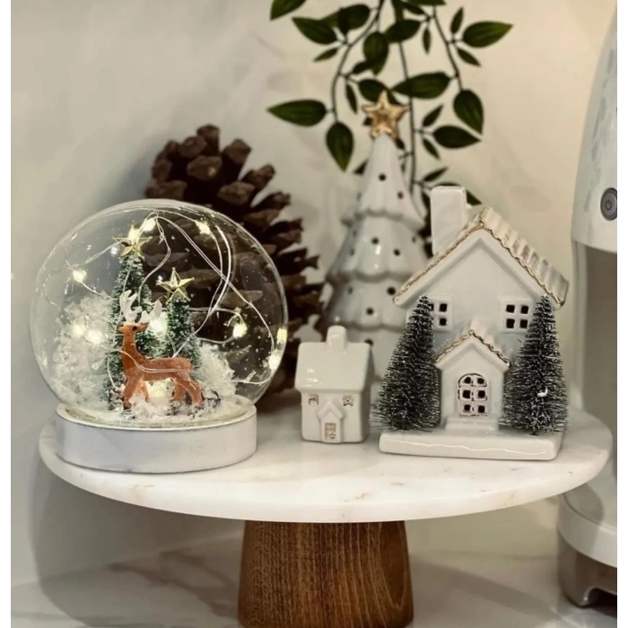 25 cm akasya ayaklı mermer sunumluk