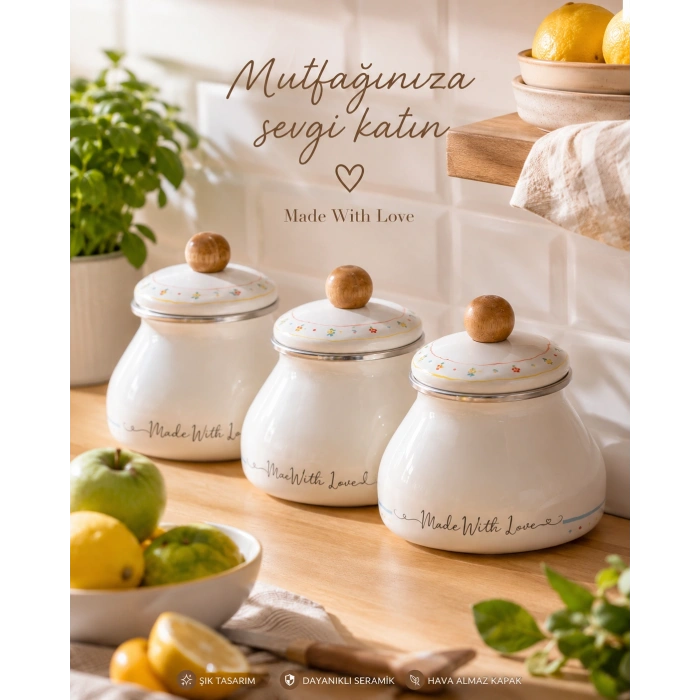 3 lü Emaye kavanoz