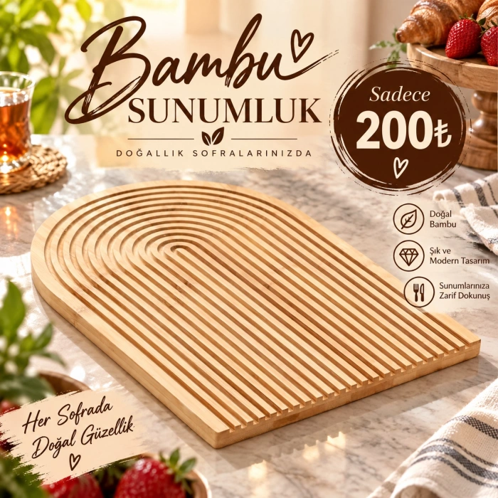 32x24 cm bambu sunumluk